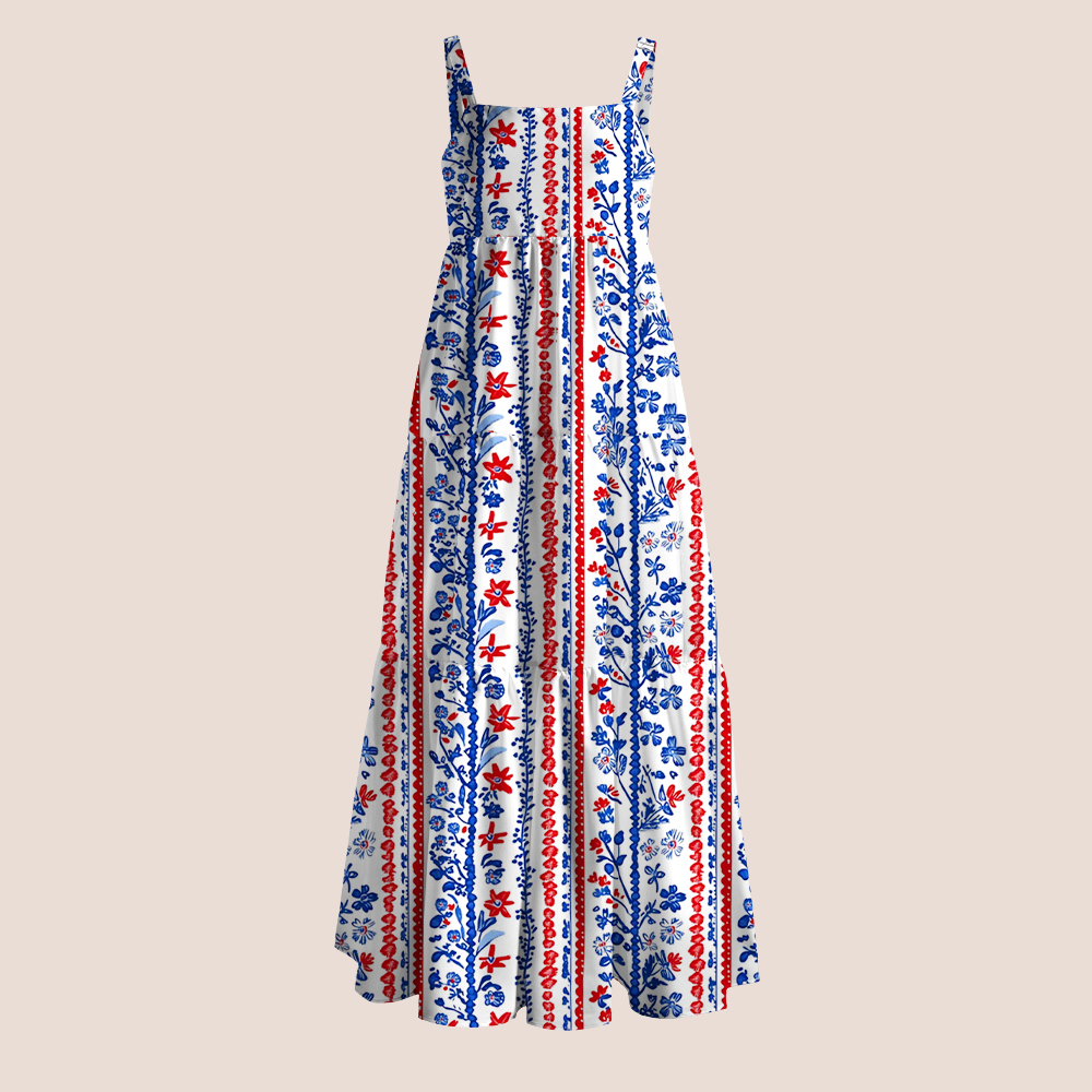Patriotic Ditsy Floral Teacher Slip Dress
