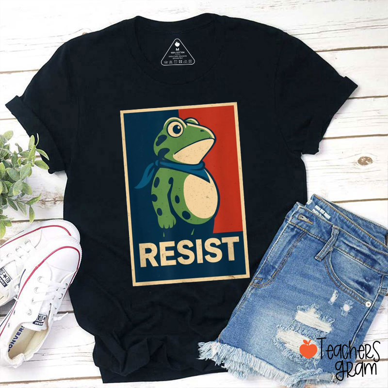 Frog Protest Resistance Teacher T-Shirt