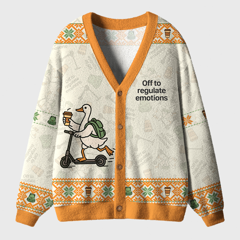 Off To Regulate Emotions Teacher Ugly Cardigan Sweaters