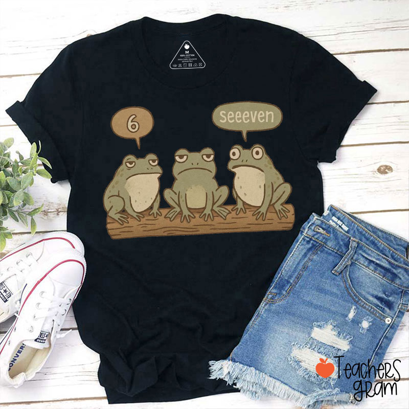 Funny Frog Six Seven Teacher T-Shirt