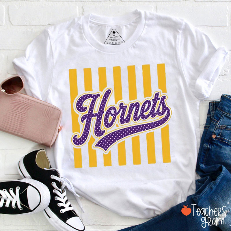 Personalized Striped Varsity Sport Teacher T-Shirt