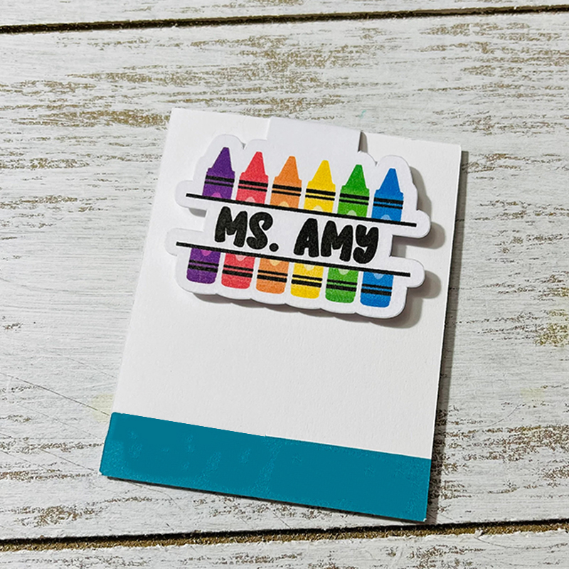 Personalized Name Pencil Crayon Teacher Magnetic Bookmark