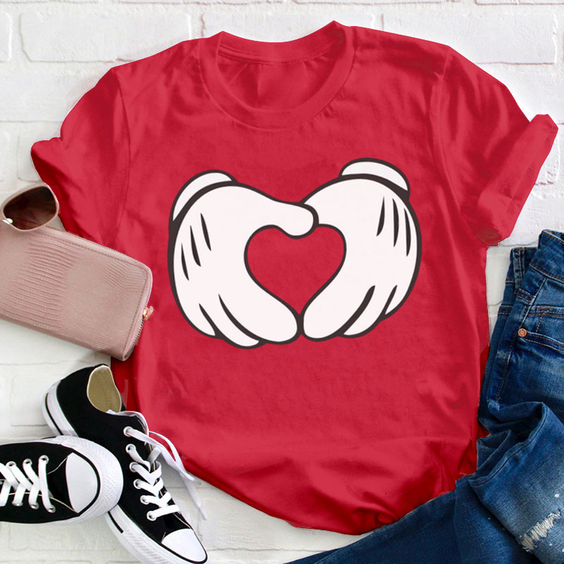 Cartoon Hands Heart Teacher T-Shirt