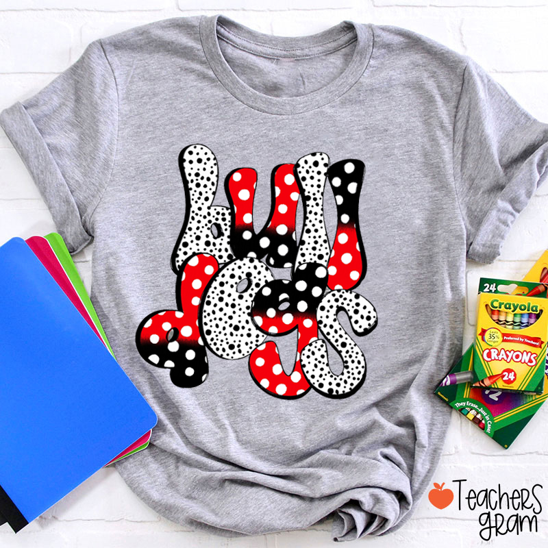 Personalized Mascot Black And White Spots Teacher T-Shirt