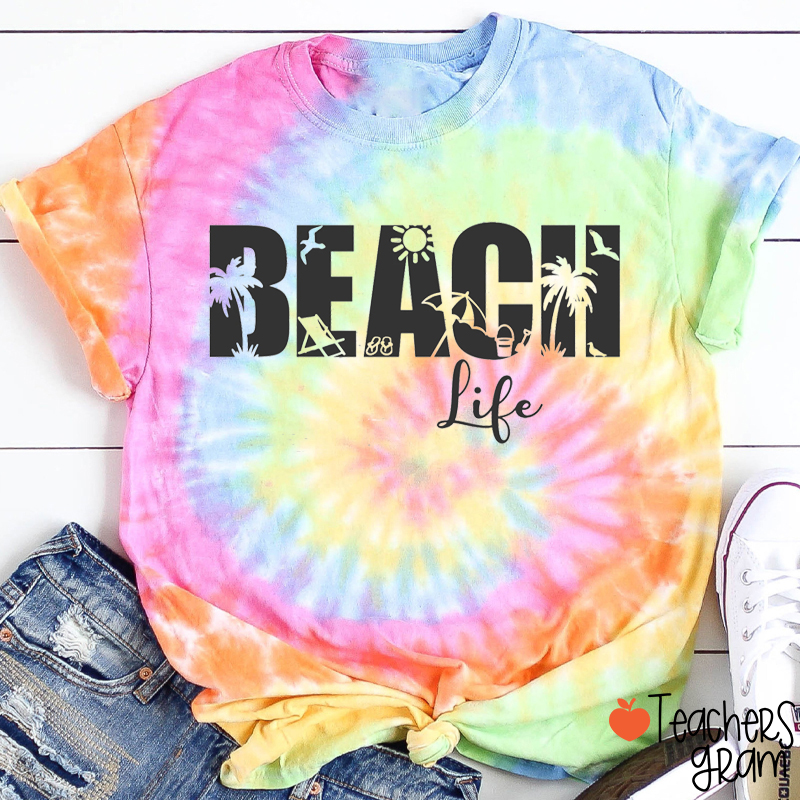 Beach Life Teacher Eco Oversized Graphic T-Shirt