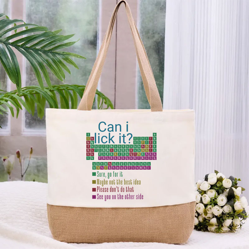 Can I Lick It Funny Science Teacher Canvas Tote Bag