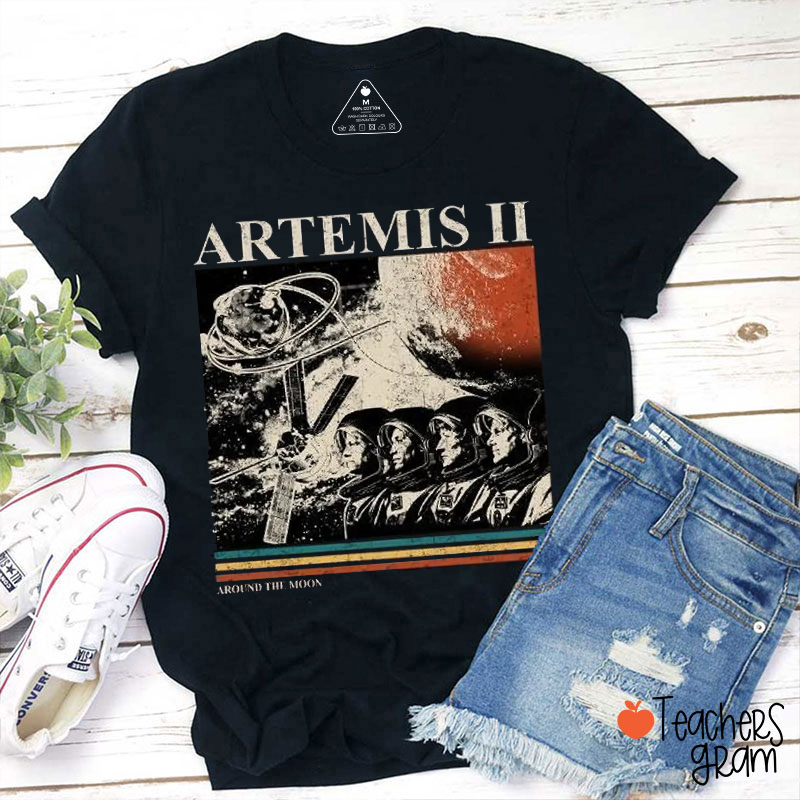Artemis 2 Around The Moon Teacher T-Shirt