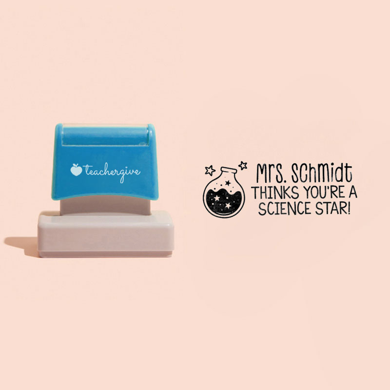Personalized Thinks You're A Science Star Teacher Rectangle Stamp