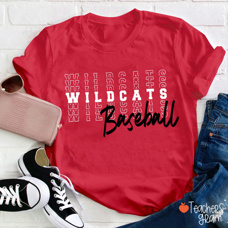 Personalized Mascot Text Stacking Teacher T-Shirt