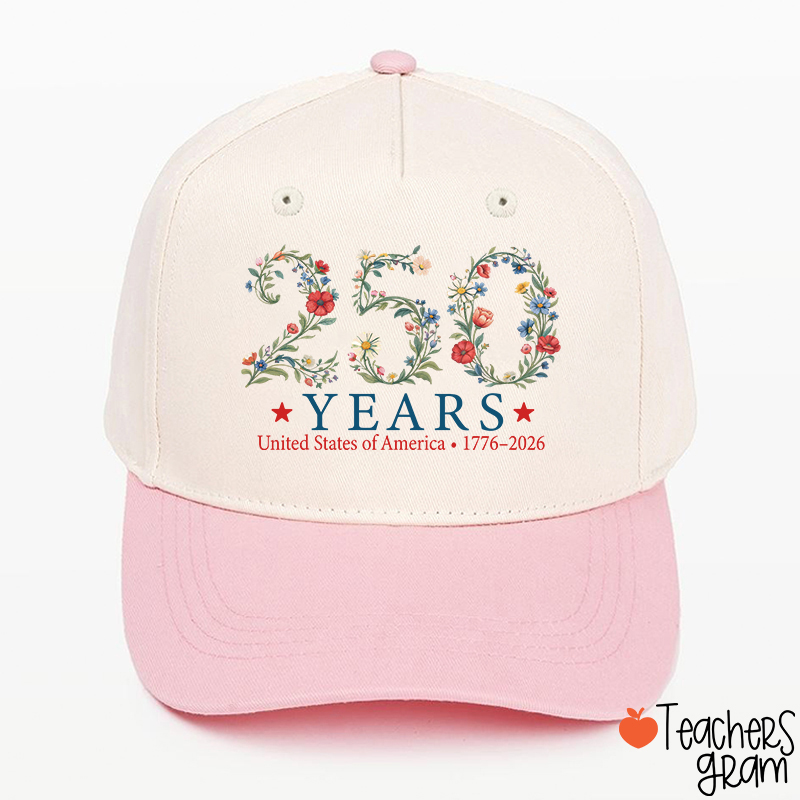 USA 250th Anniversary Floral Teacher Baseball Cap