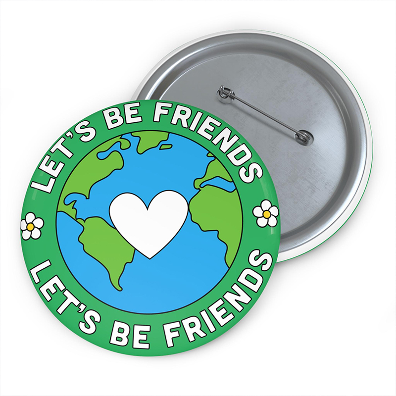 Let's Be Friends Teacher Pinback Button