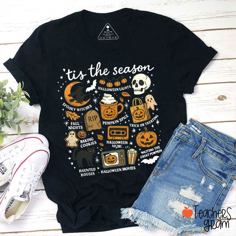 Tis The Season Halloween Lights Teacher T-Shirt