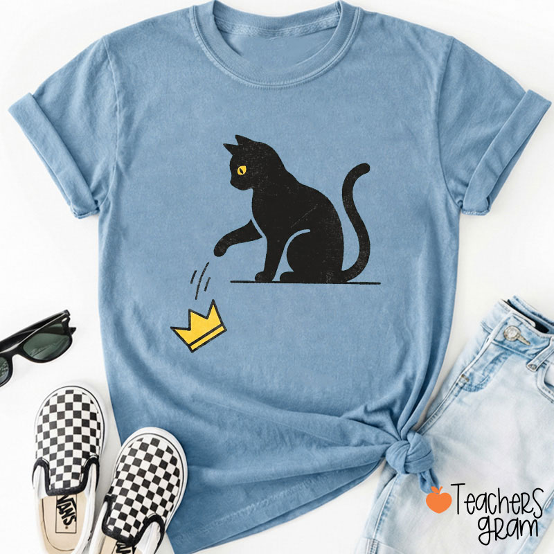 Black Cat No Kings Teacher T-Shirt