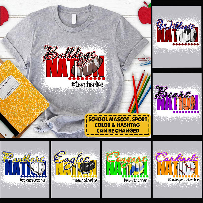 Personalized School Mascot Nation Teacher T-Shirt
