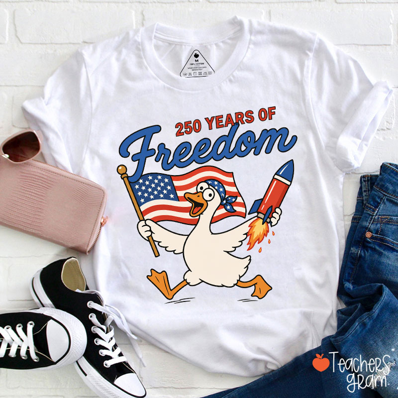 250 Years Freedom Silly Goose Teacher T-Shirt