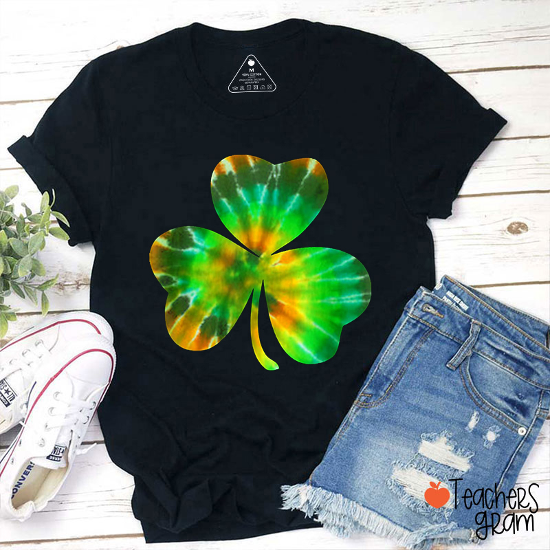 Tie Dye Shamrock Teacher T-Shirt