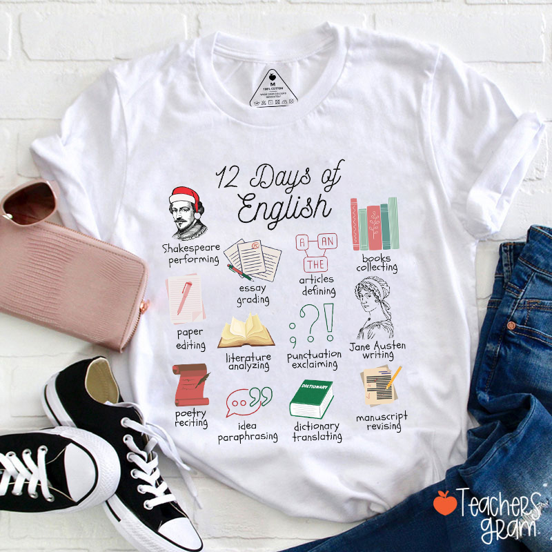 12 Days Of English Christmas Teacher T-Shirt
