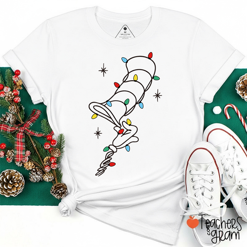 Christmas Light Hat Teacher T-Shirt