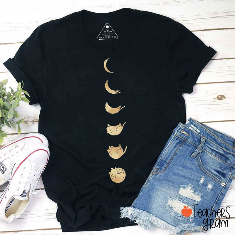 Cat Moon Phases Teacher T-Shirt