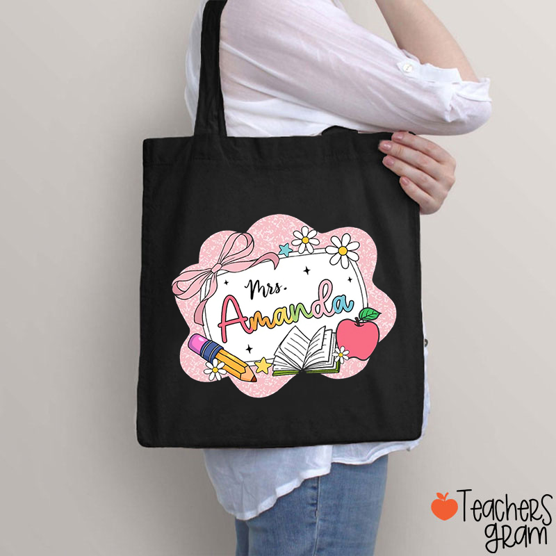 Personalized Teacher Name Notebook Style Teacher Tote Bag