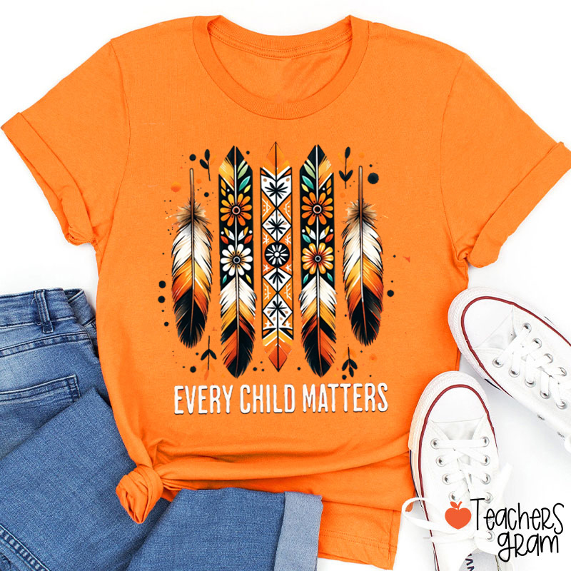 Every Child Matters Different Feathers Teacher T-Shirt