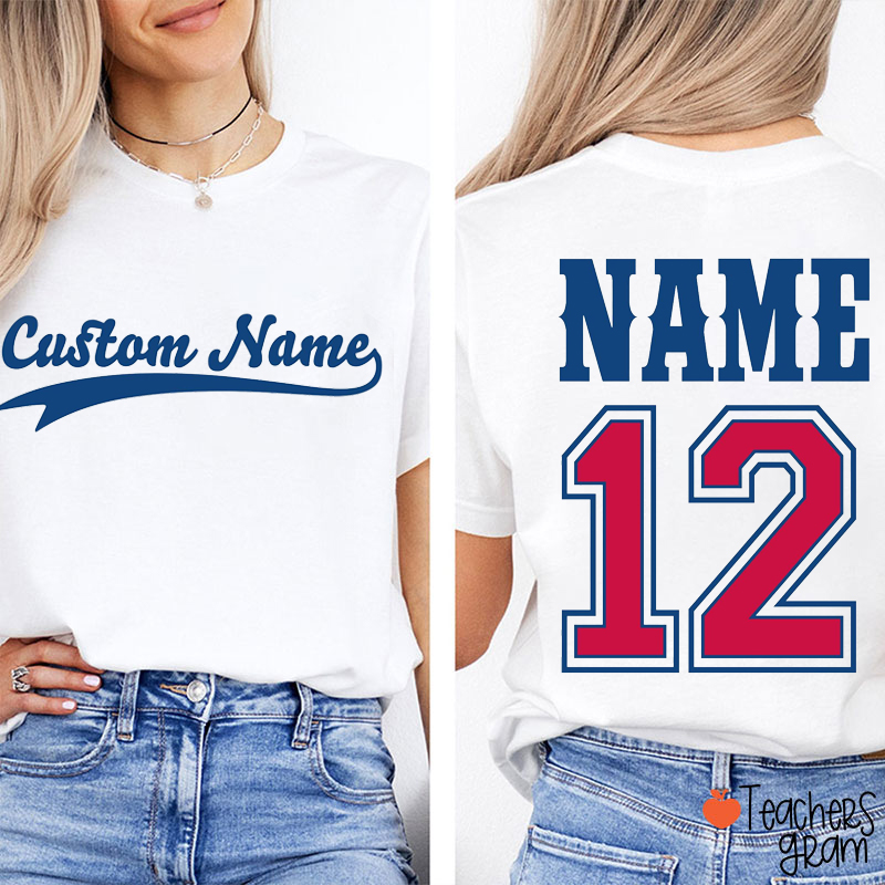 Personalized Team Name Jersey Teacher Two Sided T-Shirt