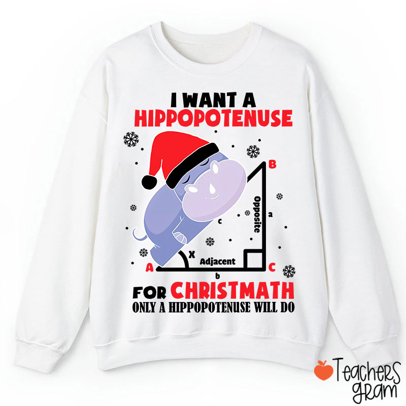 I Want A Hippopotenuse For Christmas Teacher Sweatshirt