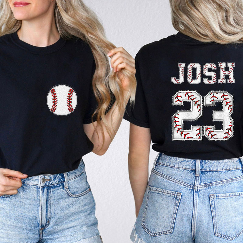 Personalized I Cheer For Him Teacher Two Sided T-Shirt