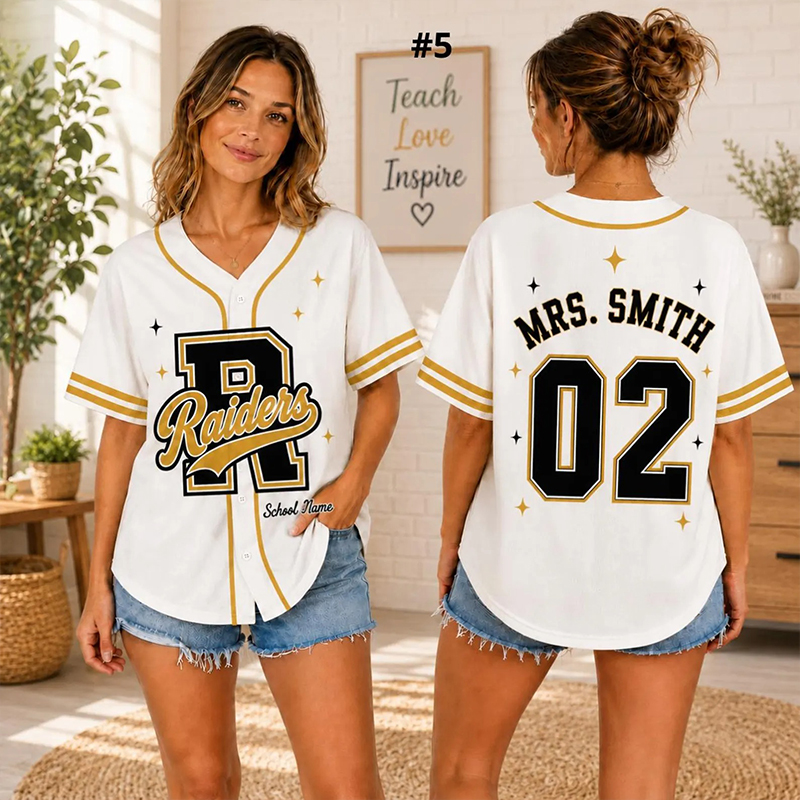 Personalized Teacher Name Number School Letter Teacher Baseball Jersey