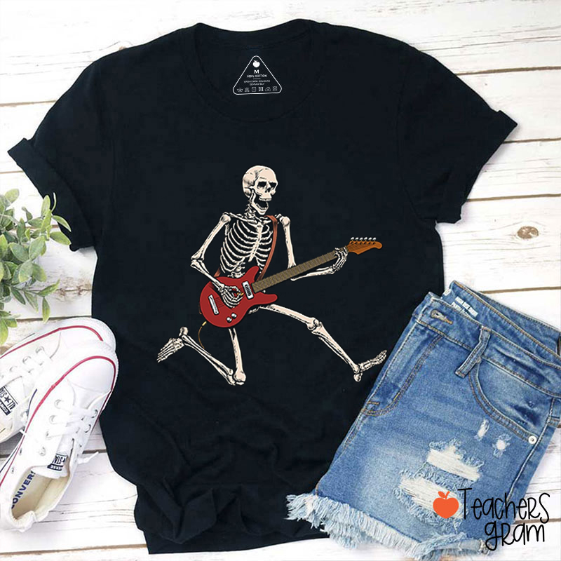 Skeleton Playing Guitar Teacher T-Shirt