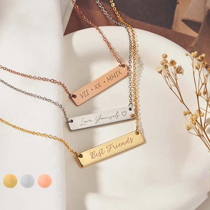 Personalized Engraved Simple Style Necklace Teacher Necklace