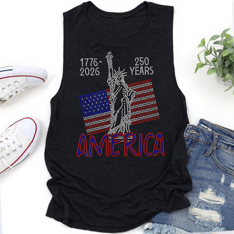 250 Years America Rhinestone Teacher Tank Top