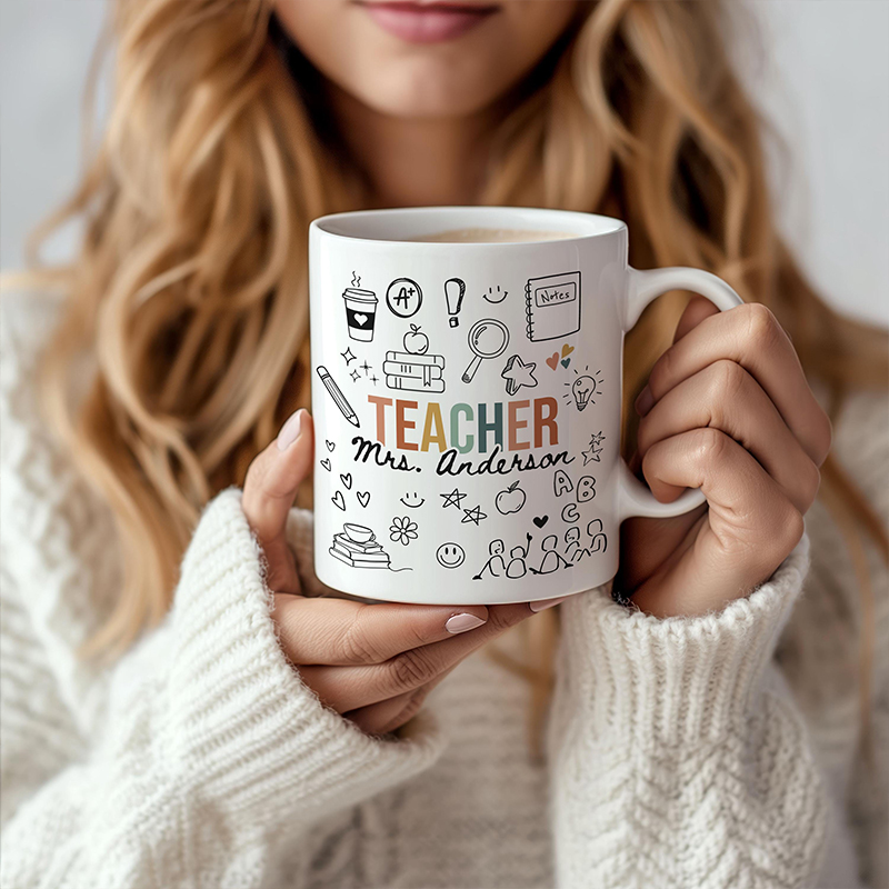 Personalized Name Stick Figure Teacher Mug