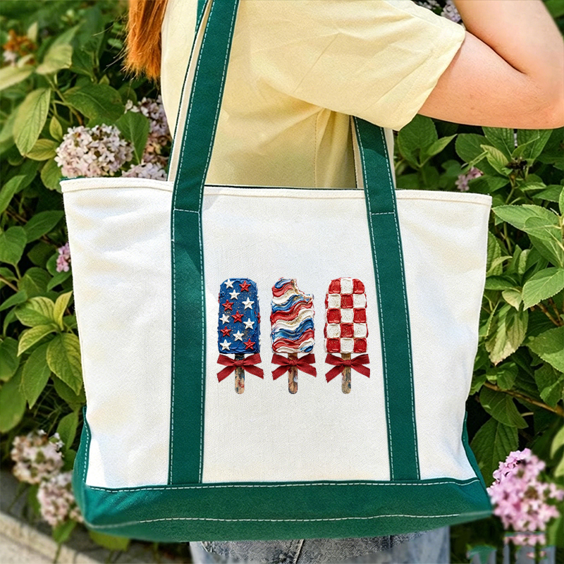 Patriotic Popsicle Teacher Canvas Tote Bag