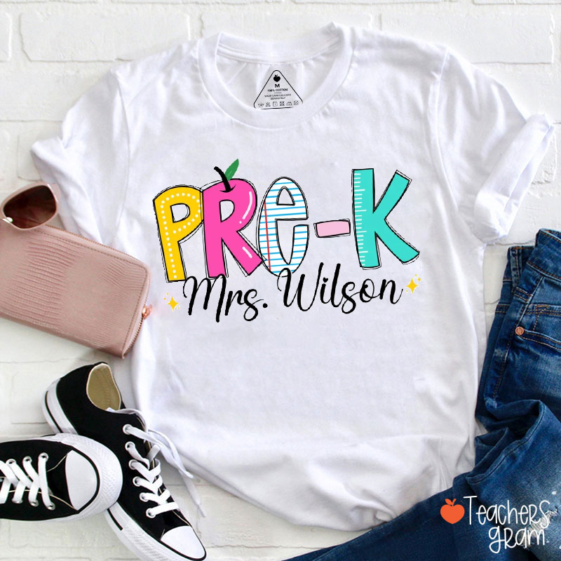 Personalized Grade And Name Cute Fonts Teacher T-Shirt