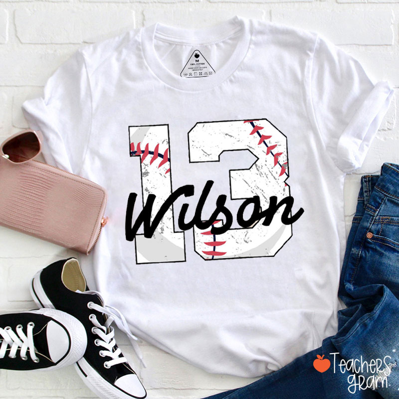 Personalized Baseball Jersey Teacher T-Shirt
