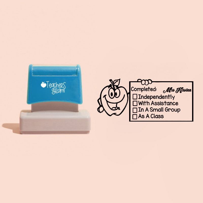 Personalized Name Independently With Assistance Teacher Rectangle Stamp