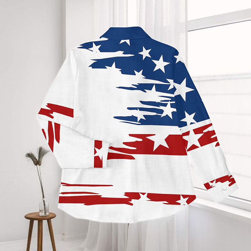 American 1776 Flag Teacher Crinkle Fabric Shirt
