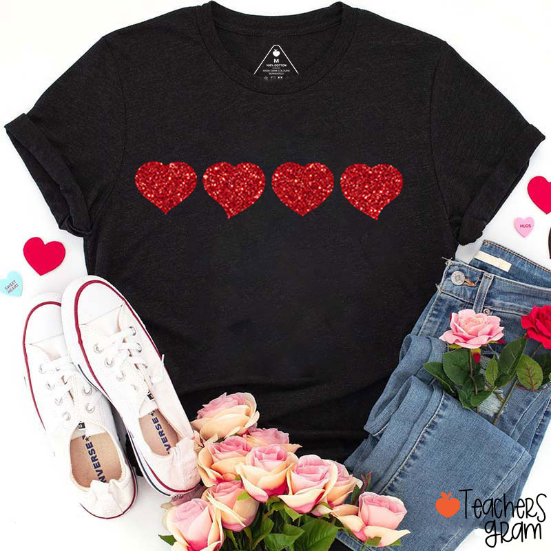 Glitter Love Valentine's Day Teacher T-Shirt