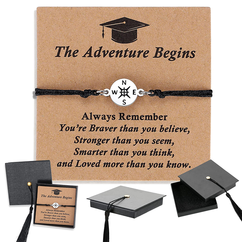 Graduation Gift Compass Woven Teacher Bracelet