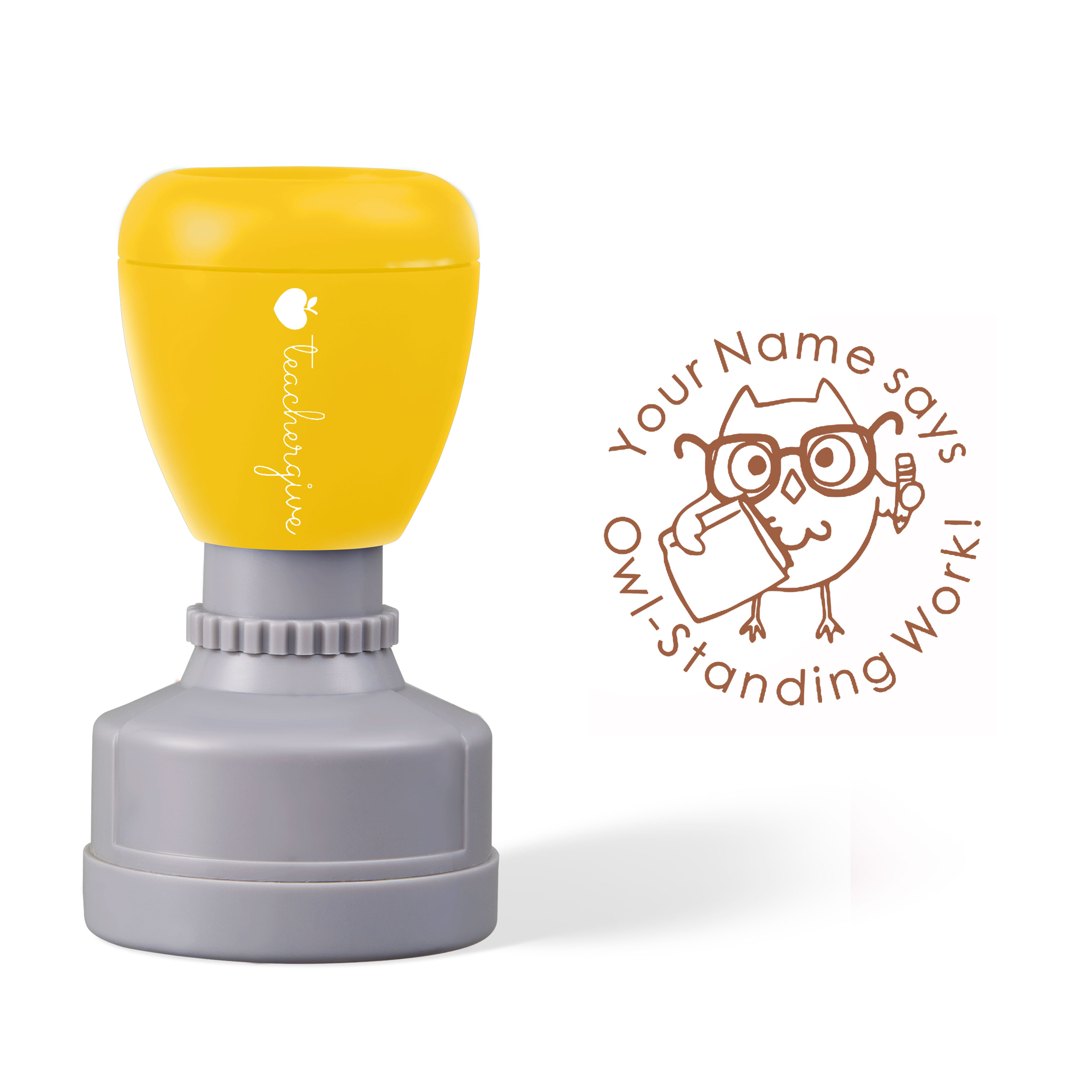 Personalized Funny Owl Standing Work Teacher Stamp