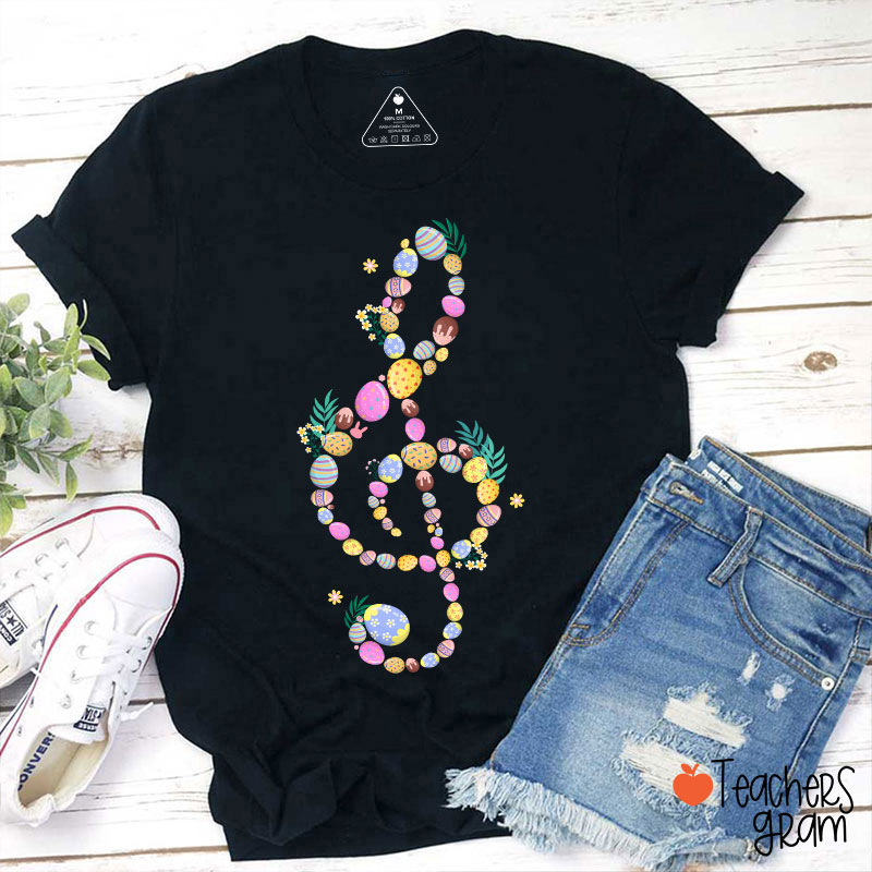 Cute Easter Egg Music Note Teacher T-Shirt