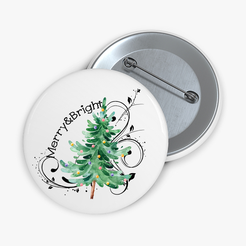 Merry And Bright Christmas Teacher Pinback Button