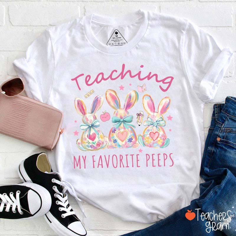 Floral Printed Teaching My Favorite Peeps Teacher Tee
