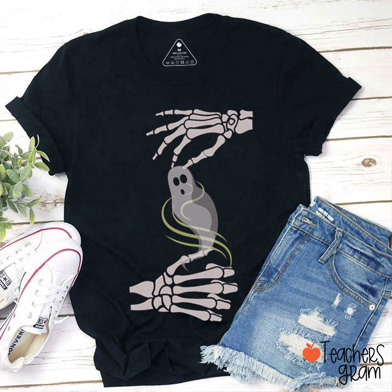 ASL Spooky Ghost Halloween Party Teacher T-Shirt