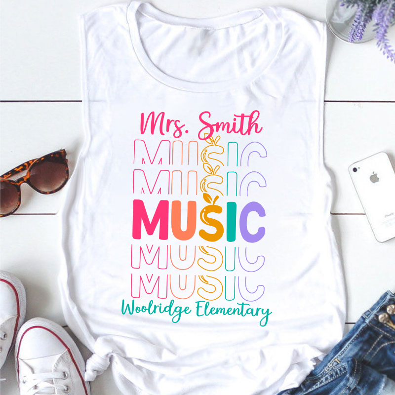 Personalized Colorful Apple Teacher Tank Top