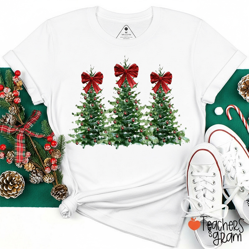 Coquette Christmas Tree Teacher T-Shirt