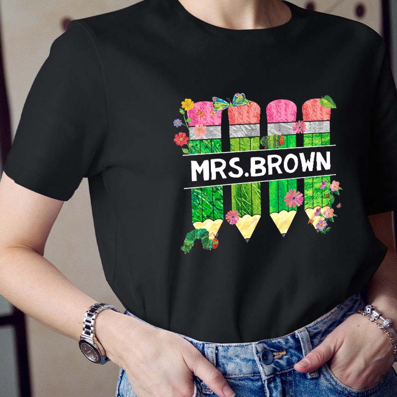 Personalized Spring Caterpillar Butterfly Teacher T-Shirt