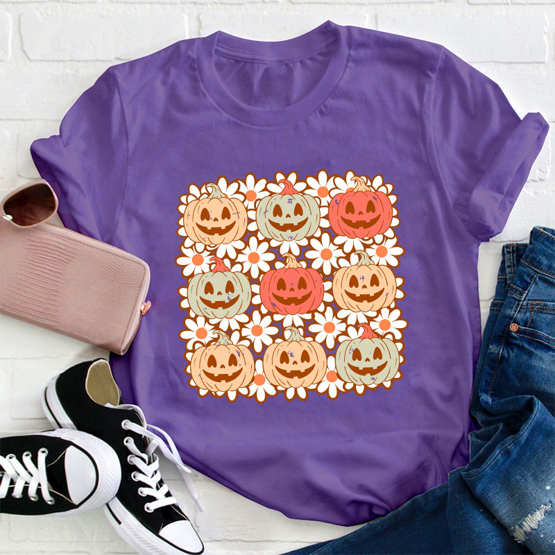 Daisy Pumpkin Teacher T-Shirt