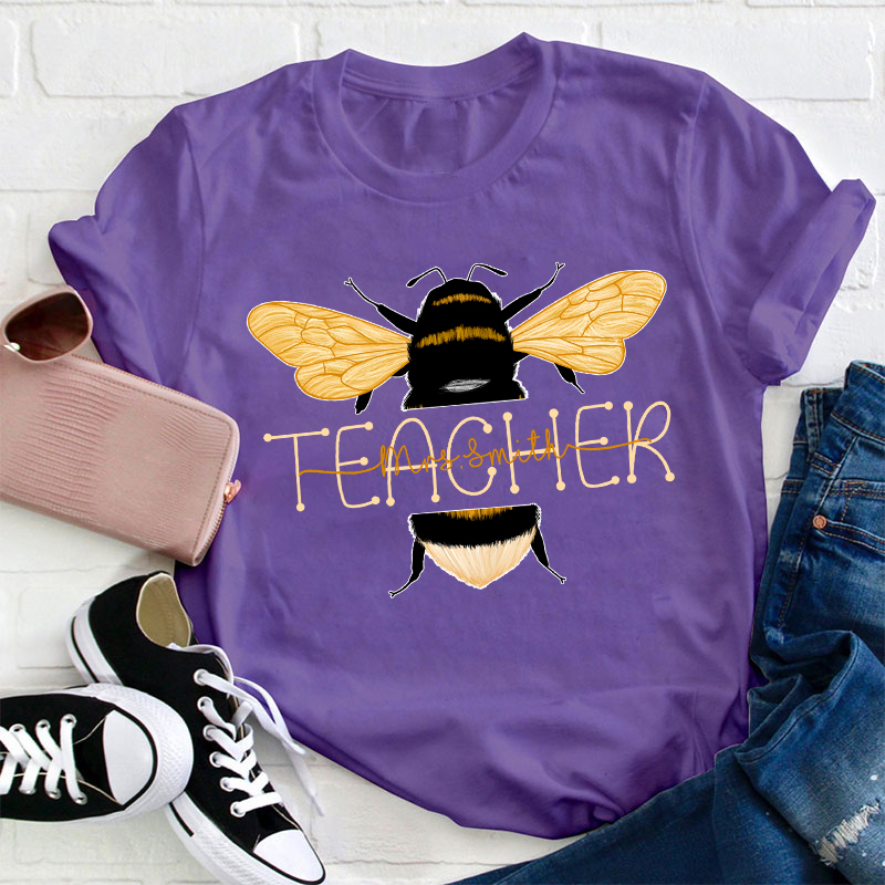 Personalized Name Bee Kind Teacher T-Shirt